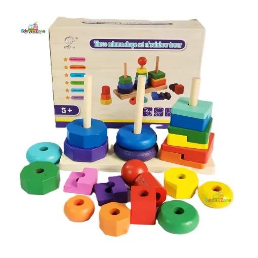 Picture of Three Column Shape Set Rainbow Tower