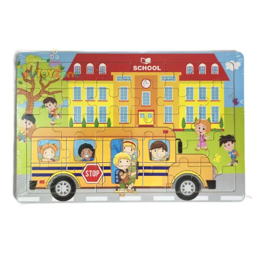 Picture of Wooden Colorful Jigsaw Puzzle - School