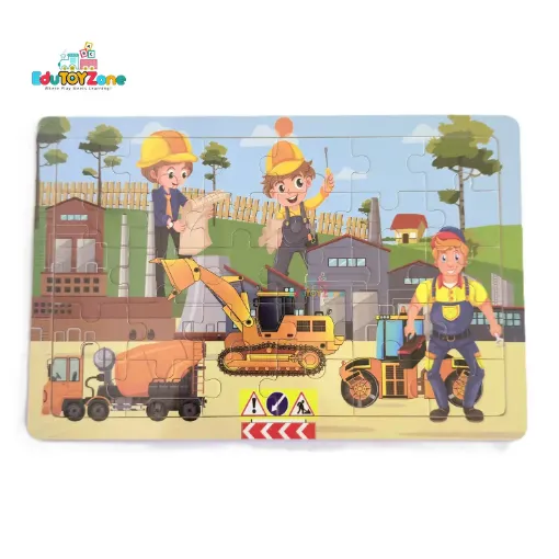 Picture of Wooden Colorful Jigsaw Puzzle - Construction Site