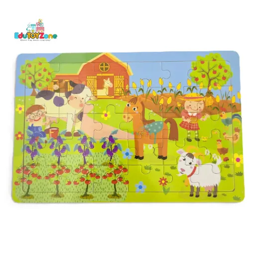 Picture of Wooden Colorful Jigsaw Puzzle - Farm