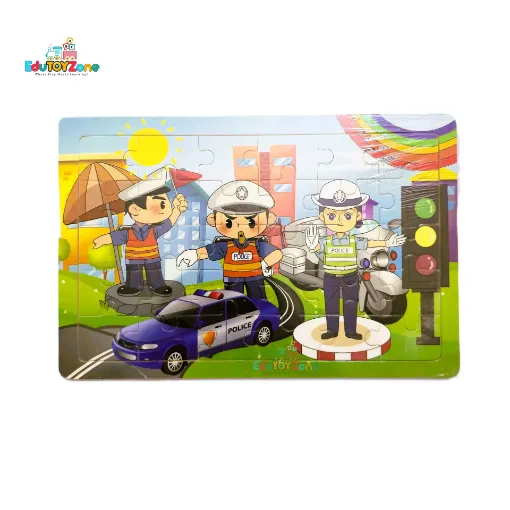 Picture of Wooden Colorful Jigsaw Puzzle - Traffic Police