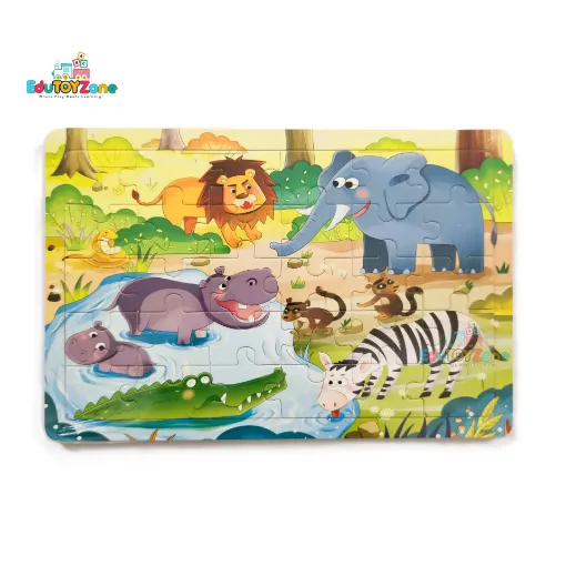 Picture of Wooden Colorful Jigsaw Puzzle - Forest Animal Hippo