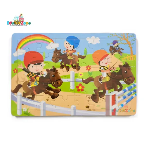 Picture of Wooden Colorful Jigsaw Puzzle - Horse Riding