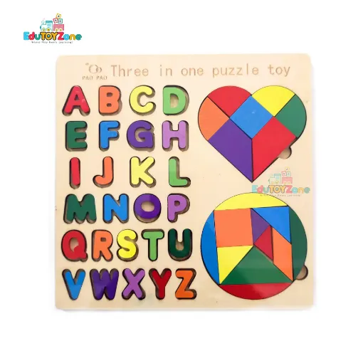 Picture of Wooden Three In One Intelligence Puzzle- Alphabet