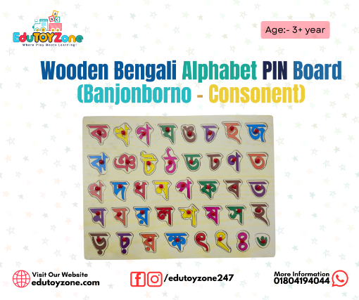 Picture of Wooden Bengali Alphabet PIN Board (Banjonborno - Consonent)