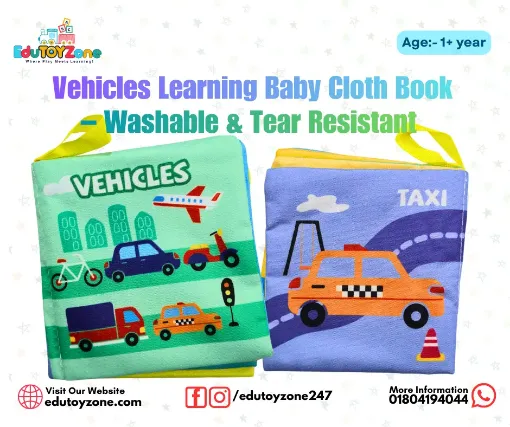 Picture of Vehicles Learning Baby Cloth Book – Washable & Tear Resistant