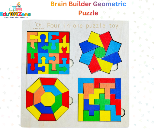Picture of Wooden Four In One Intelligence Brain Builder Geometric Puzzle