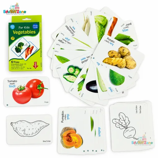 Picture of Bangla English written vegetable  Flash Card