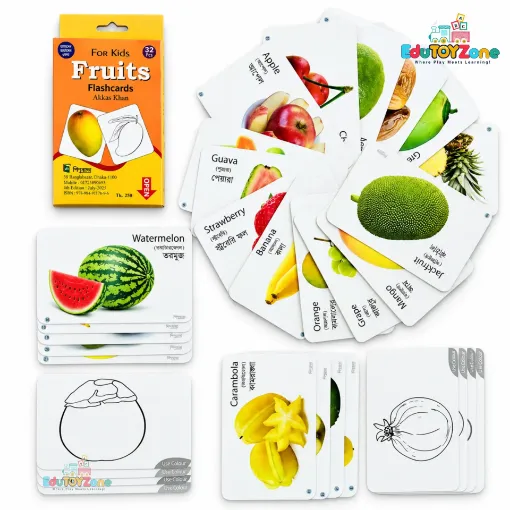 Picture of Bangla English written Fruits  Flash Card