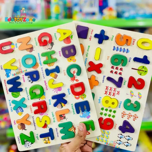 Picture of Wooden Alphabet &  Number Puzzle - Combo