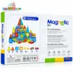 Magnetic Tiles Building Set for Kids 75 Pcs packaging back with magnetic construction ideas and learning features