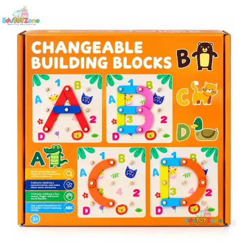 Picture of Wooden Changeable Building Blocks – Letters, Numbers & Shapes